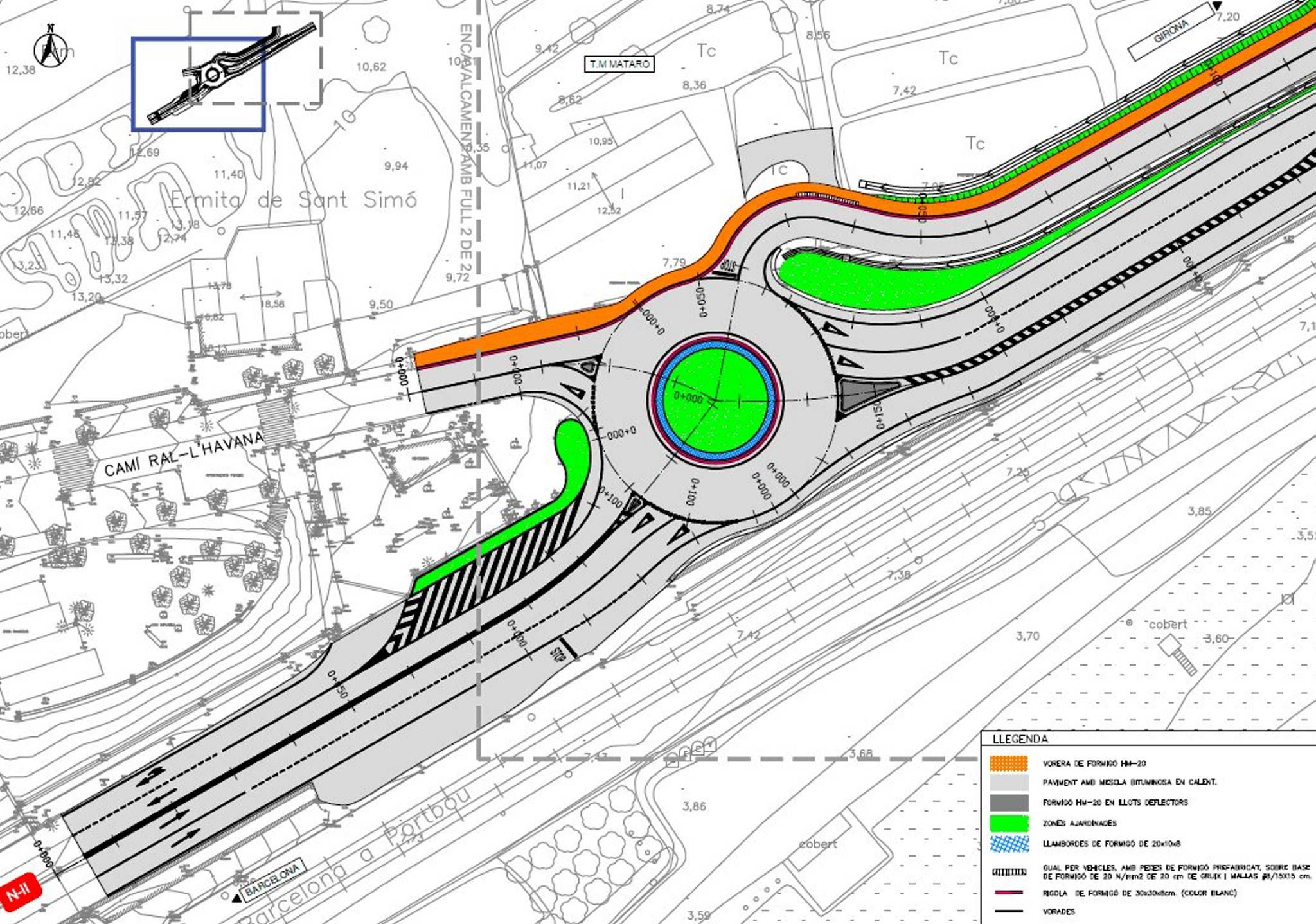 Plano de la nueva rotonda de la N-II a la altura de Santo Simó