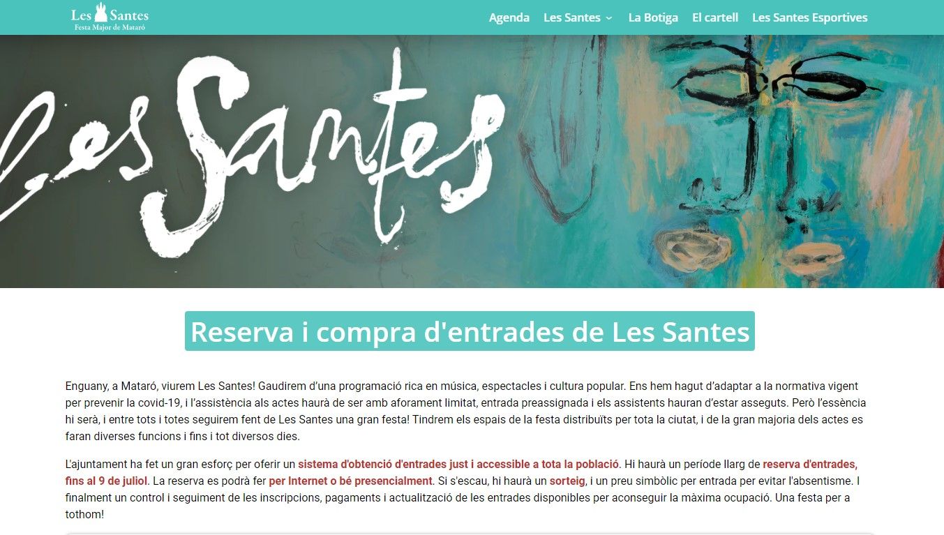 Web per comprar entrades de Les Santes