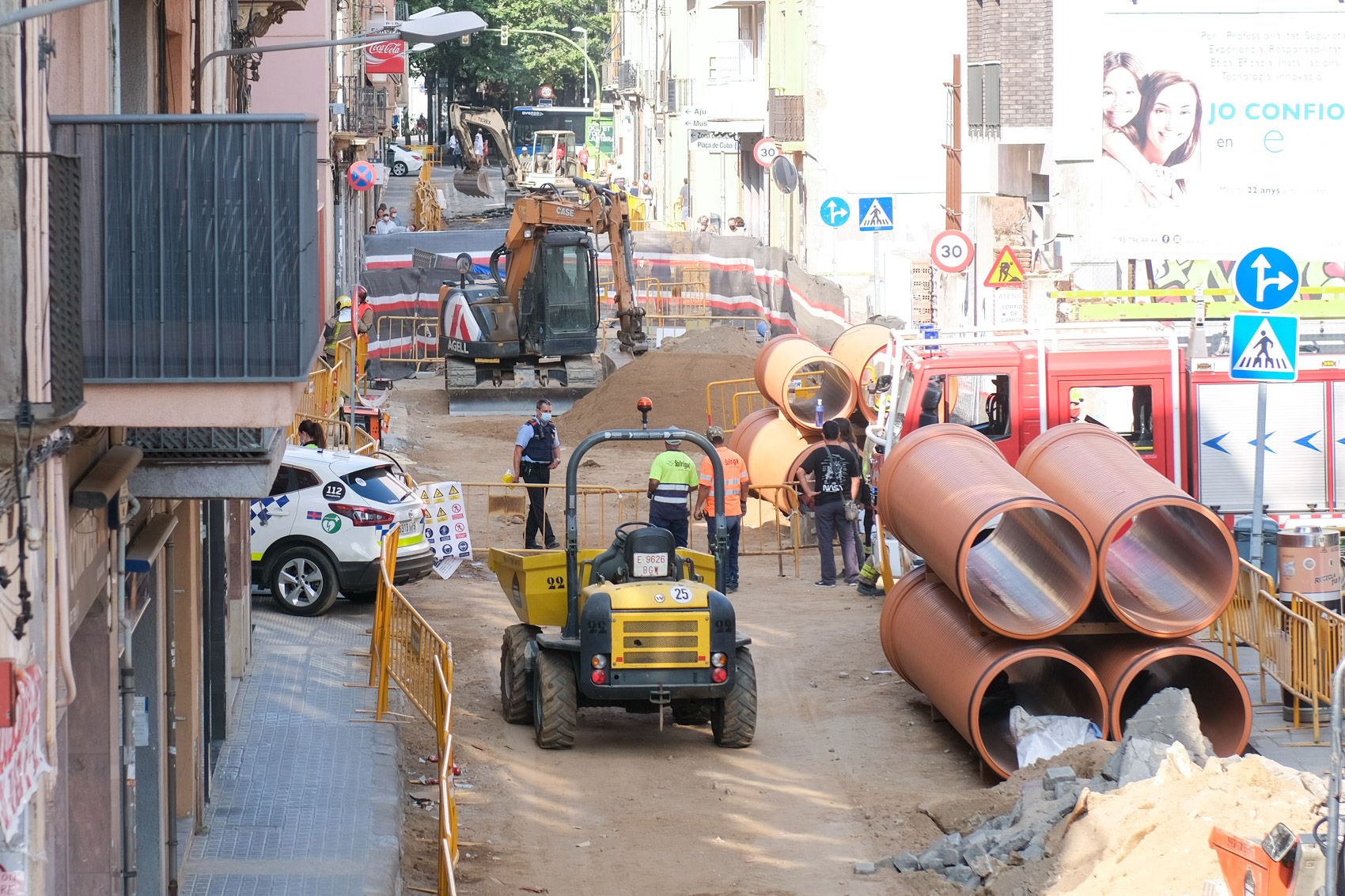 Un operario herido por deflagración de gas a las obras del Camino real de Mataró