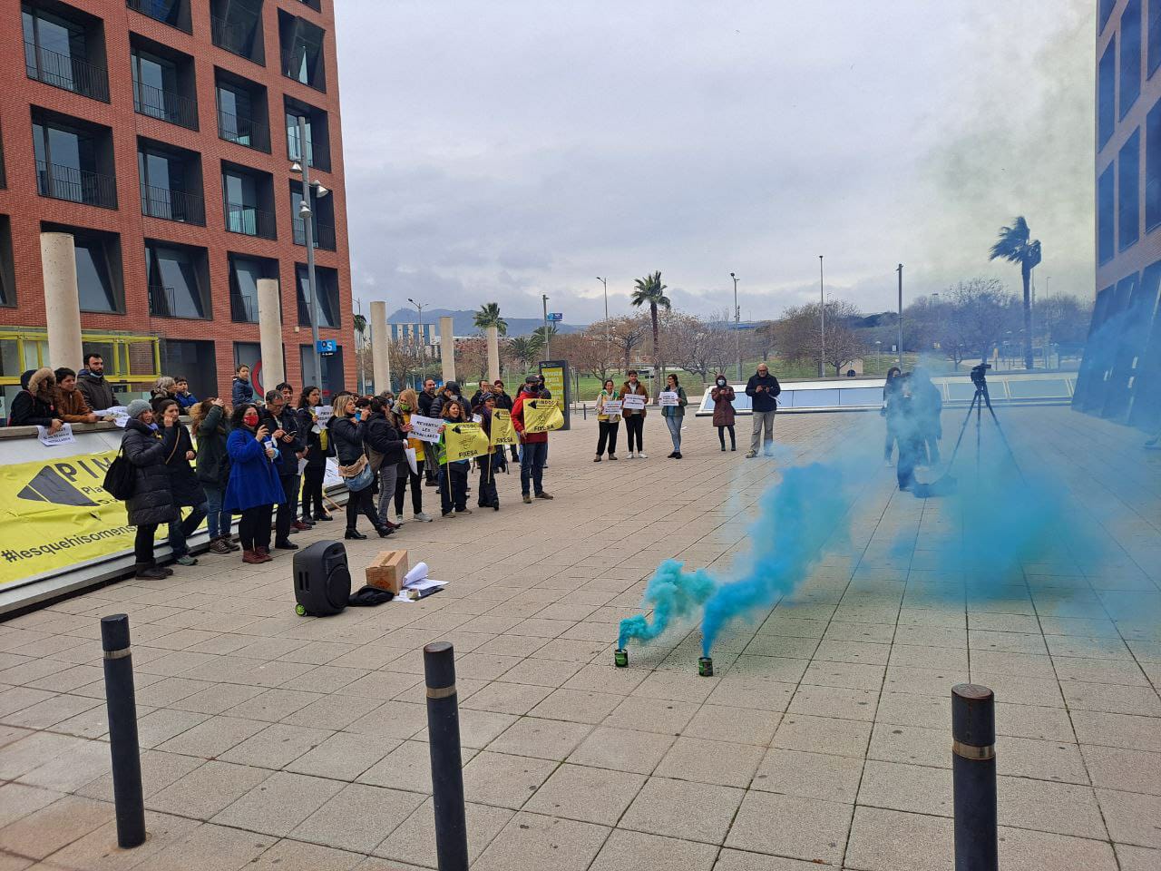 Un moment de la concentració al TecnoCampus.