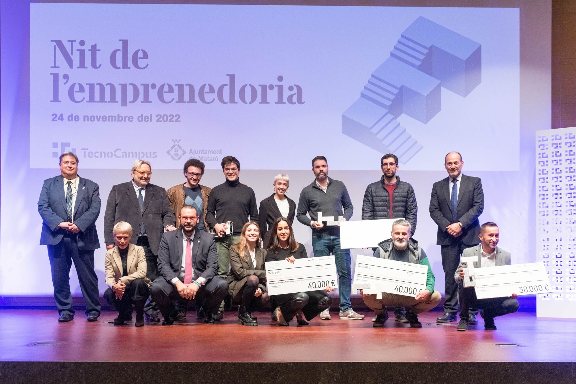 Els guardonats als premis Antena TrenLab d'innovació ferroviària. Foto: TecnoCampus