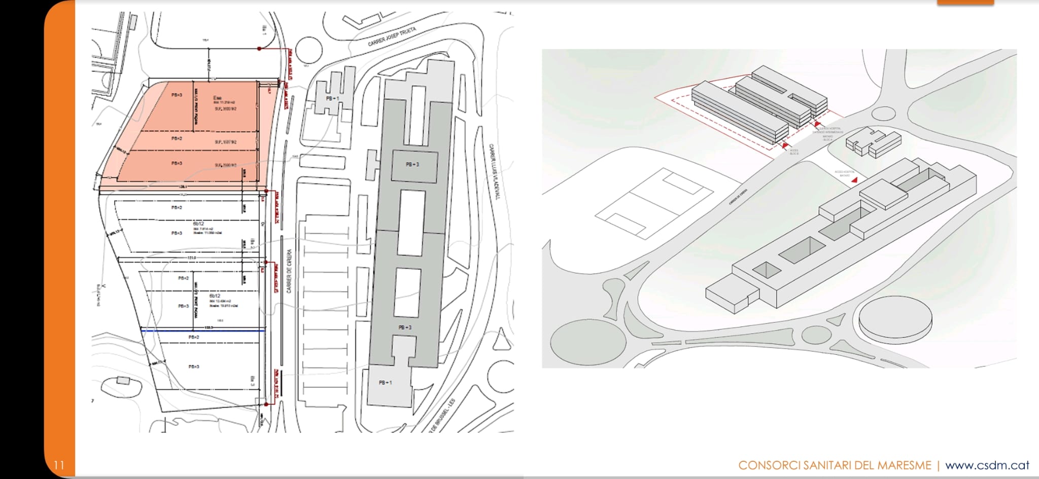 Plànol del projecte del nou hospital sociosanitari de Mataró. Foto: Consorci Sanitari del Maresme