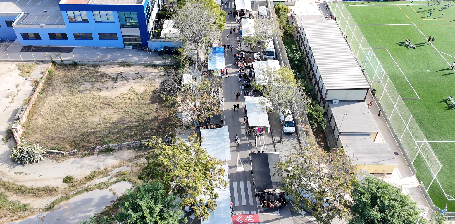 Dron per vigilar el mercat del Pla d'en Boet. Foto: Policia Local