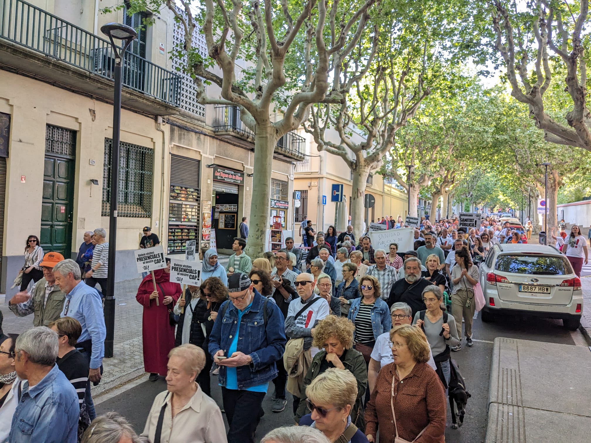 La manifestació per la sanitat pública, per la Riera. 