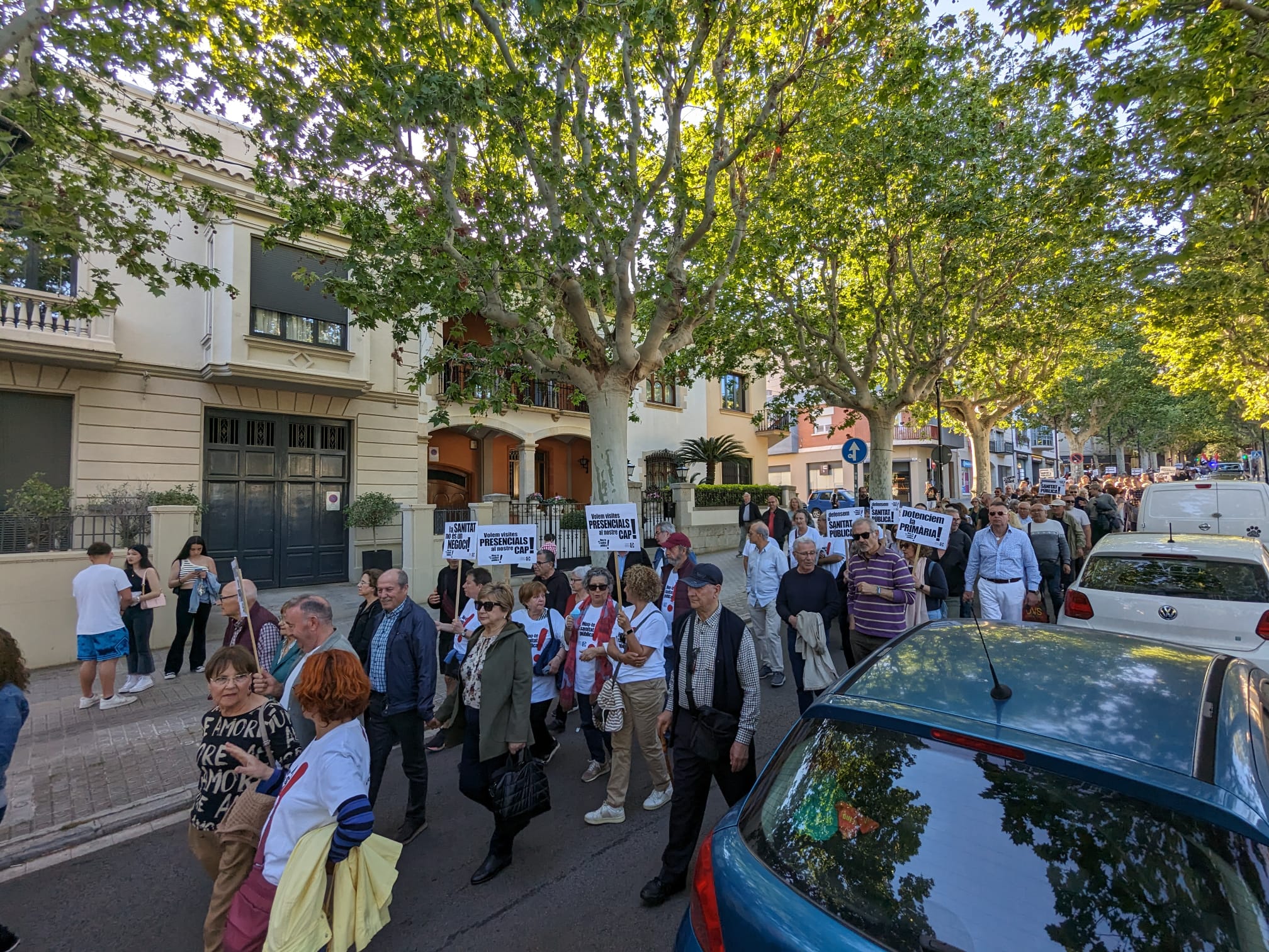 La manifestació per la sanitat pública, per la Riera. 