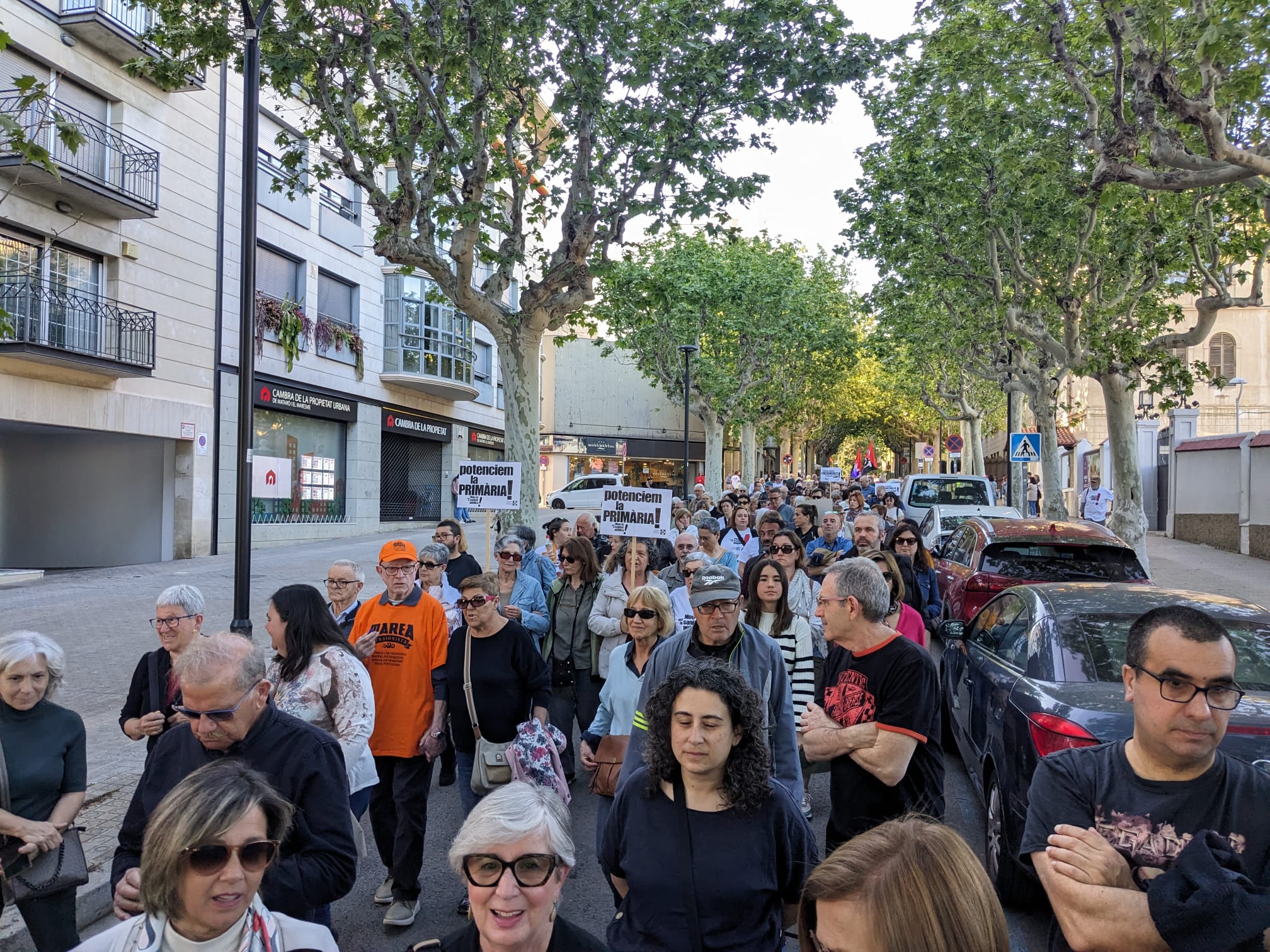 La manifestació per la sanitat pública, per la Riera. 