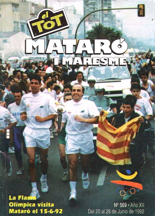 Pere Robert va ser un dels mataronins encarregats de portar la torxa olímpica en el seu pas per la nostra ciutat en els Jocs de Barcelona 92, a la portada del Tot Mataró