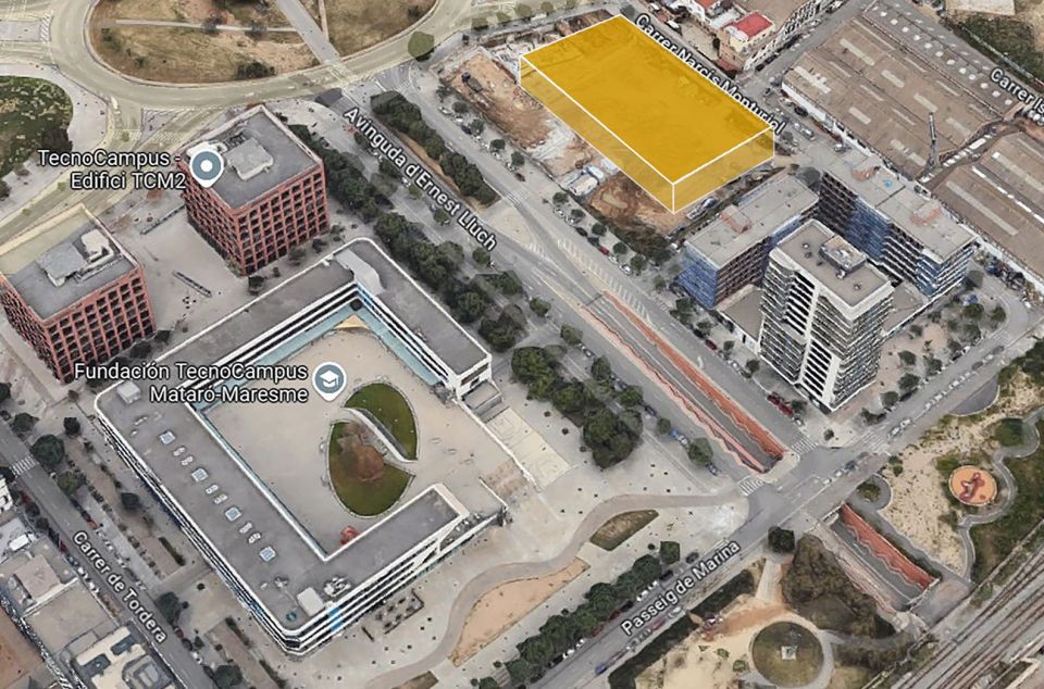 En groc, el solar on anirà el nou edifici del TecnoCampus