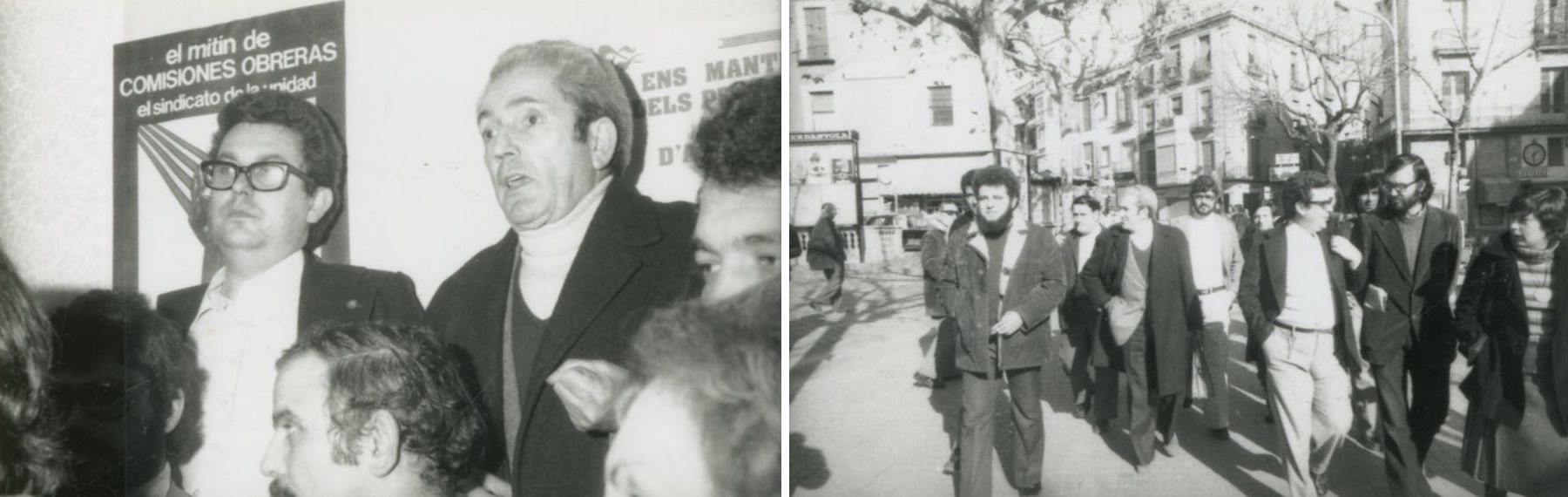 Dues instantànies de la visita que Marcelino Camacho va fer a Mataró el 15 de gener de 1977