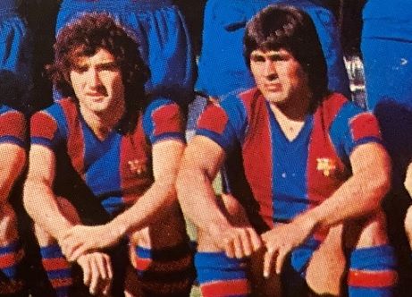 Pepito Ramos i el Cholo Sotil, junts en la fotografia de la plantilla del Barça 1976-1977