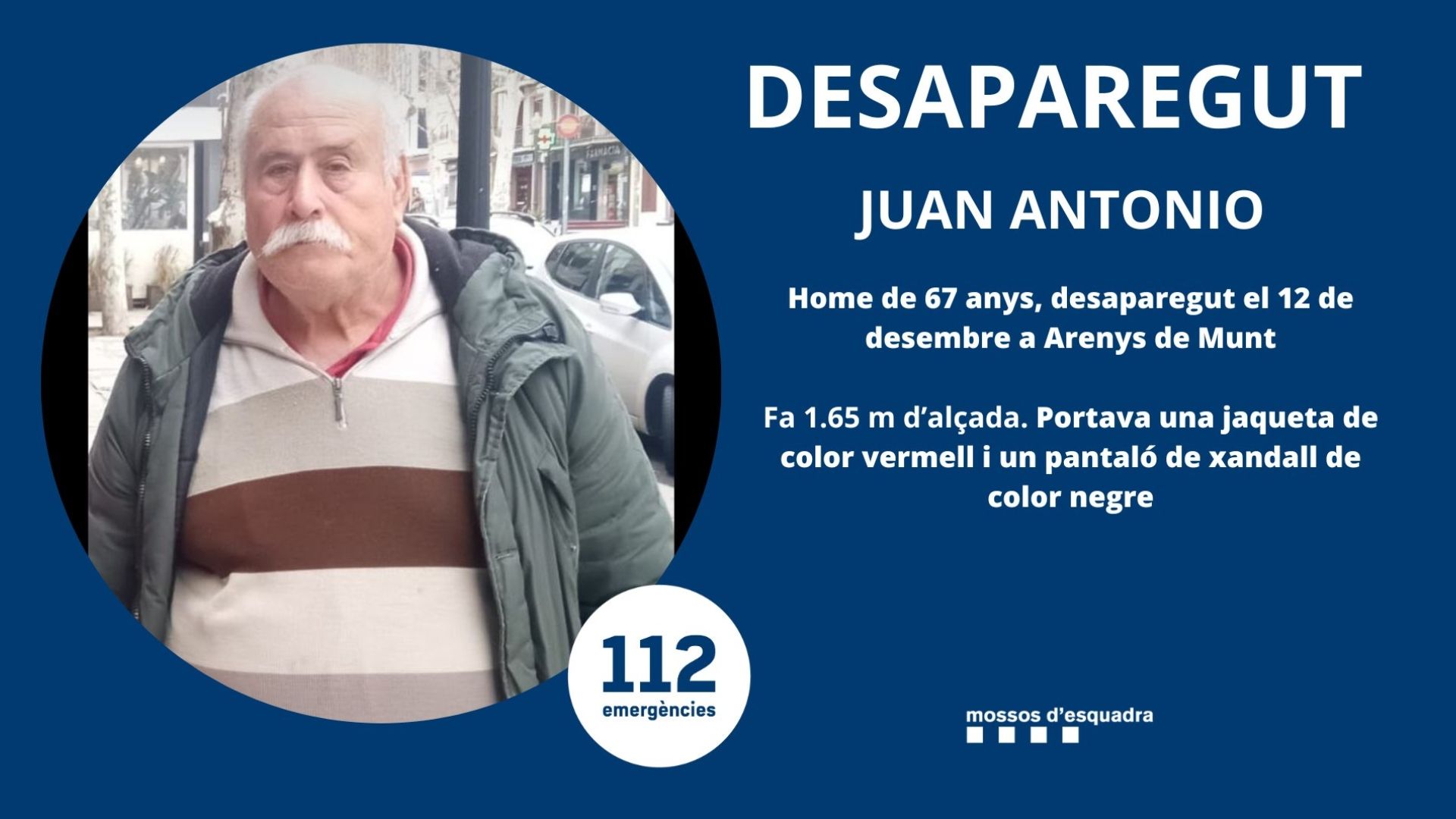 Anunci de la desaparició de Juan Antonio fa dos mesos