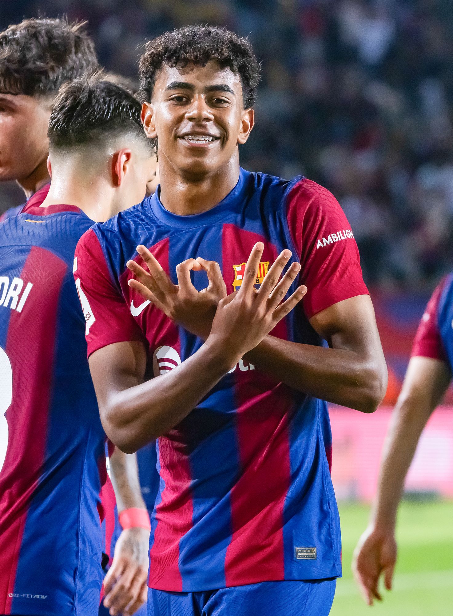 Lamine Yamal fent el 304 després de marcar un gol. Foto. FCBarcelona - Dani Aznar