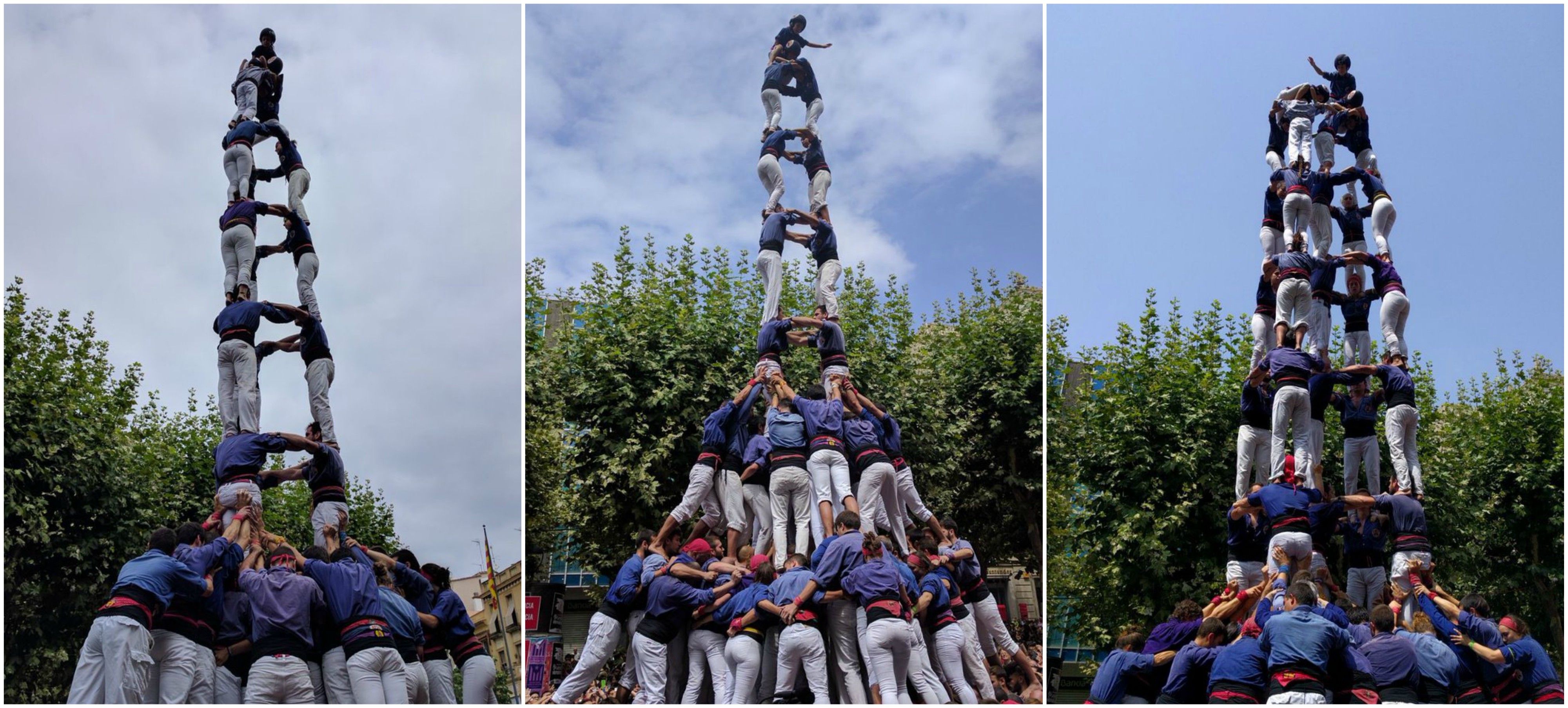 El 3 de 9, la torre de 9 amb folre i manilles i el 5 de 9 amb folre. Fotos: Capgrossos